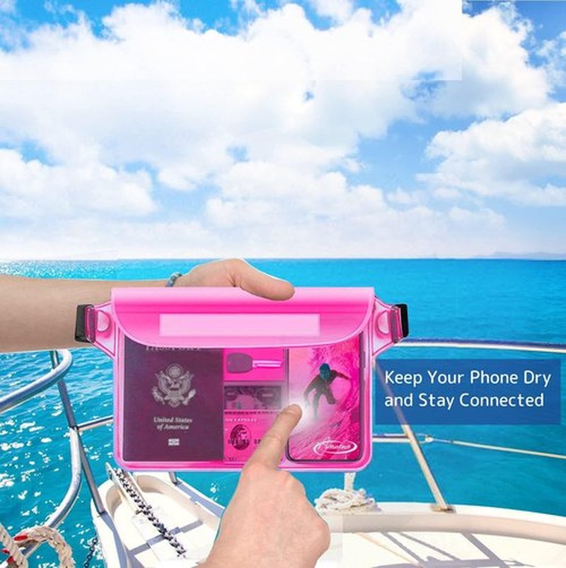 AiRunTech Waterproof Pouch - 2 Pack Waist Strap for Safe, Dry Phone & Valuables | Ideal for Beach, Boating, Swimming & Water Activities