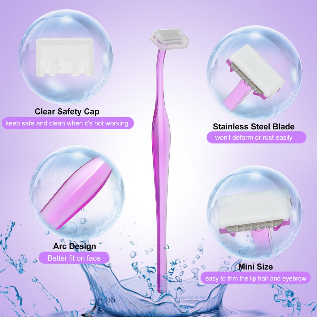 12 PCS Small Eyebrow Razors, Mini Face Shavers Facial Hair Removal Eye Brow Razors Microblades Eyebrow Shaper Beauty Tools Accessories for Women Men Use (Purple)