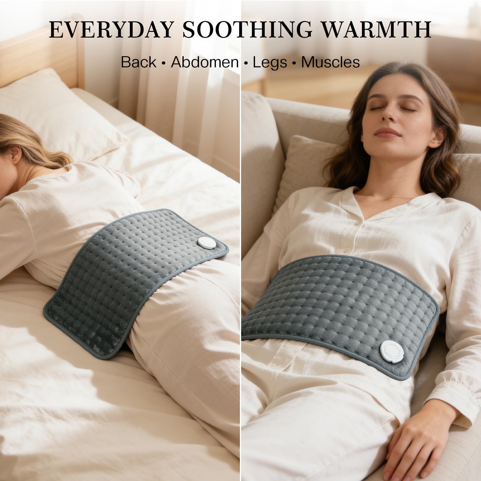 Heating Pad for Back Pain & Period Cramps,Moist Heated Pad for Abdomen, Legs & Muscles,5 Heat Levels, 2-Hour Auto Shut-Off, Gifts for Men Women UL Certified, 12" x 24"