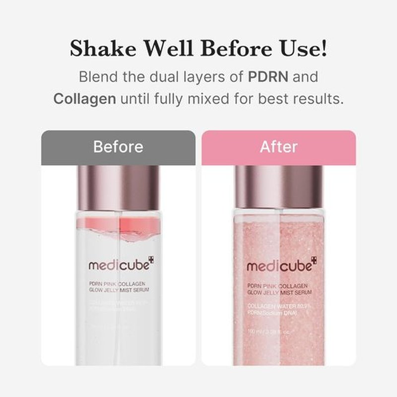 Medicube Jelly Mist Serum - Pink PDRN Collagen Glow Spray with Niacinamide & Hyaluronic Acid | 3.38 fl. oz for Hydration & Radiance