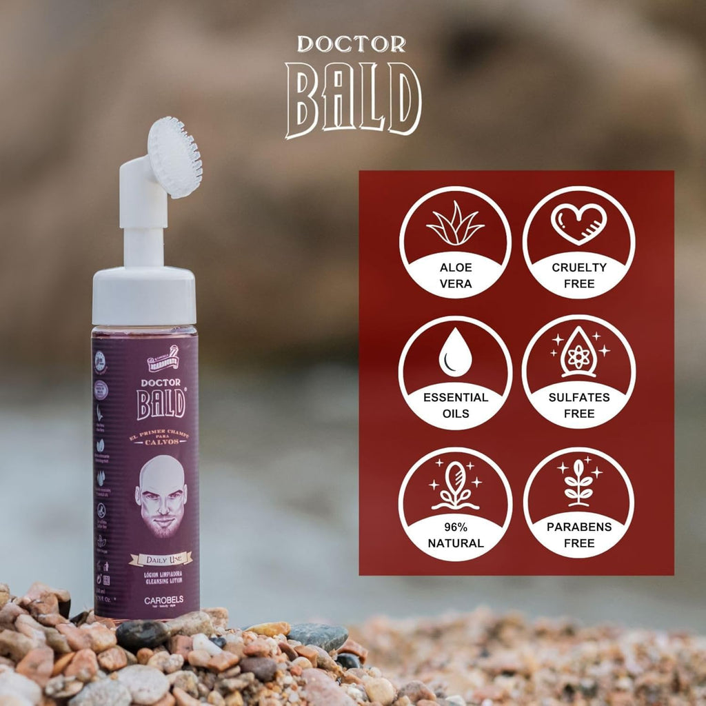 Beardburys Doctor Bald Cleansing Lotion for Bald Men, 100% Vegan Scalp Moisturiser with Aloe Vera, Essential Oils & Witch Hazel, Anti-Itch, Oil Control, Sulphate & Paraben Free, 200ml