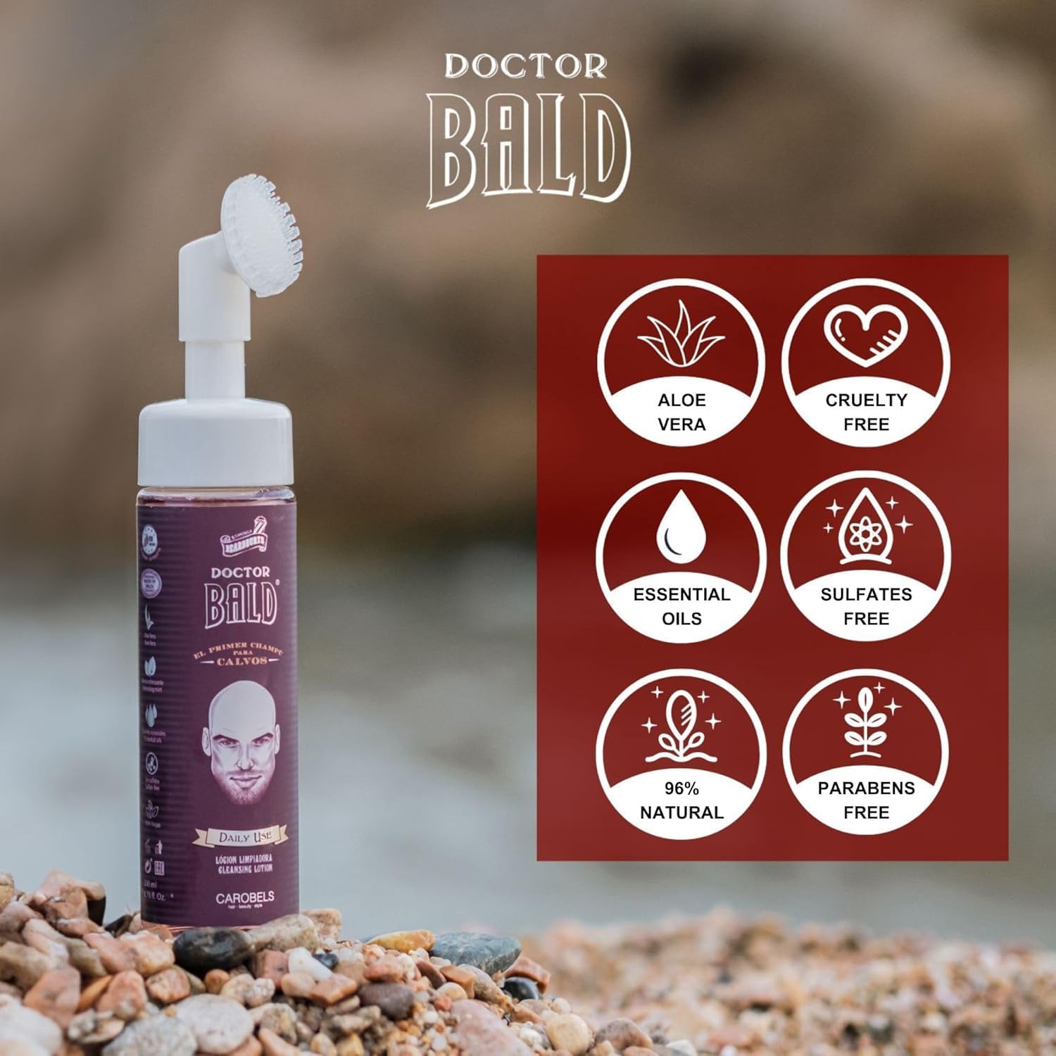 Beardburys Doctor Bald Cleansing Lotion for Bald Men, 100% Vegan Scalp Moisturiser with Aloe Vera, Essential Oils & Witch Hazel, Anti-Itch, Oil Control, Sulphate & Paraben Free, 200ml