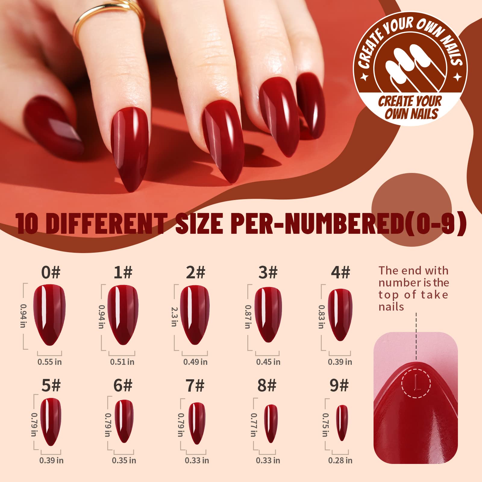 Teenitor Almond Press On Nails Medium Almond Glossy Press On Fake Nails, 288Pcs Press On Nails With Glue,12 Color Glue On Nails