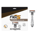 BIC Flex 5 Men’s Disposable 5-Blade Razors, Pivoting Head and Precision Edging Blade, Dorm Room Grooming Essential, 10-Pack