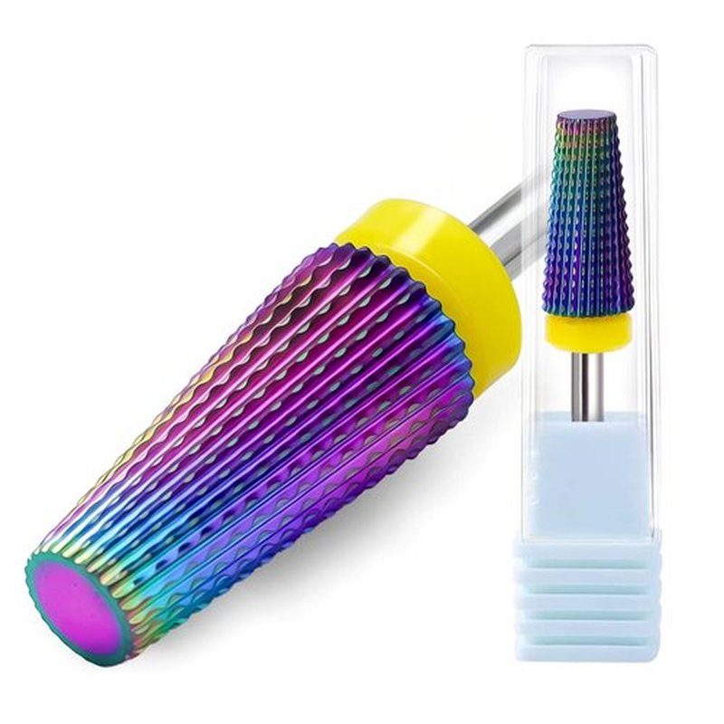 FANTEXY 3/32" Carbide Nail Drill Bit, Color Coated Gel Polish Remover Drills Bit, Tungsten Drill Bits Set Nail File, Nails Tech Supplies, for Manicure Pedicure Cuticle Gel Polishing (Extra Fine - XF)