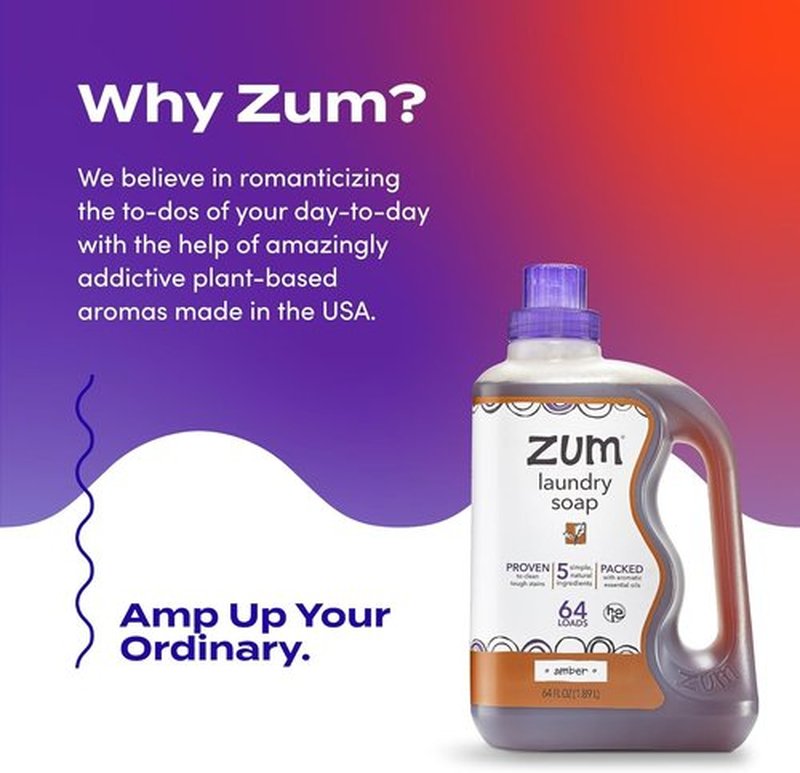 Indigo Wild Zum Clean Laundry Soap - Plant-Based Formula with Baking Soda & Essential Oils - Amber - 64 fl oz