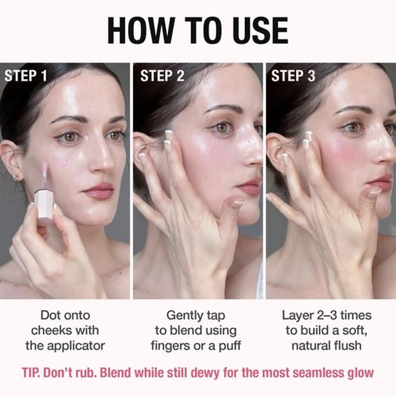 DEARDAHLIA Petal Drop Liquid Blush (Rosily) - US Exclusive Color, Natural Dewy Glow Serum Blush, Buildable & Blendable, Sheer Watercolor Finish, Vegan Korean Makeup for Cheeks, 0.14 oz