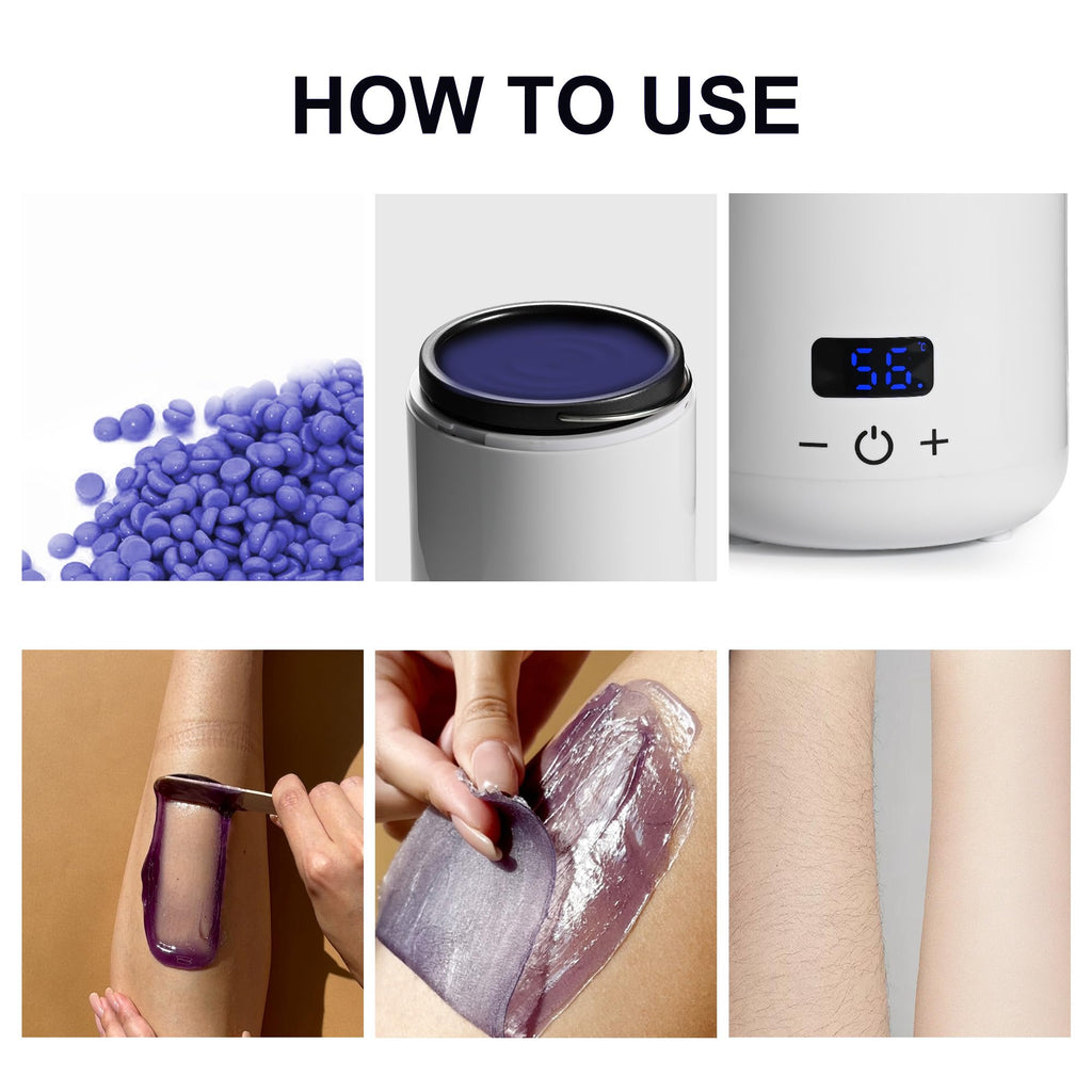 Mini Wax Warmer with 100 Sticks, Small Wax Heater for Hair Removal, Portable Waxing Kit for Women (White)