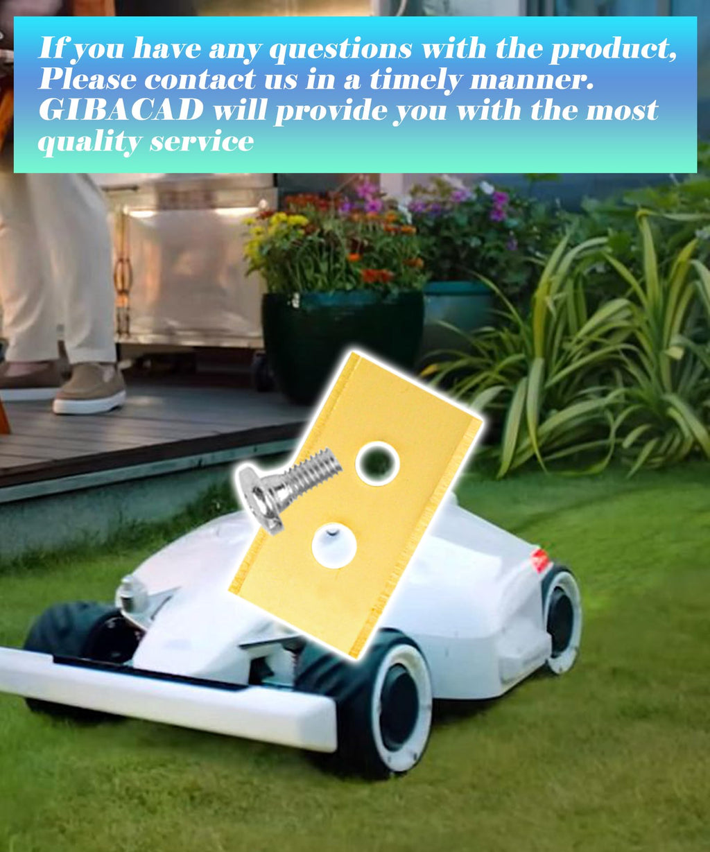 GIBACAD 36 Pcs Titanium Coated Robotic Lawnmower Replacement Blades Fits for All Mammotion Luba AWD Luba 2 AWD Luba Mini AWD Yuka & Yuka Miniseries,with Plastic Washers