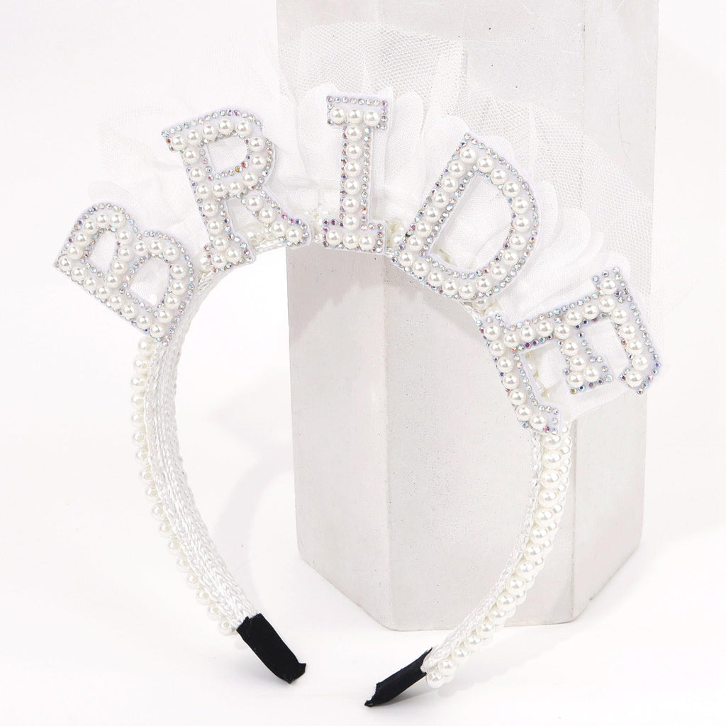 Wecoe White Pearl Bride Headband Bridal Shower Camp Bachelorette Party Decorations Party Favors Engagement Bachelor Party Bridal Headpiece Wedding Hair Accessories Gifts