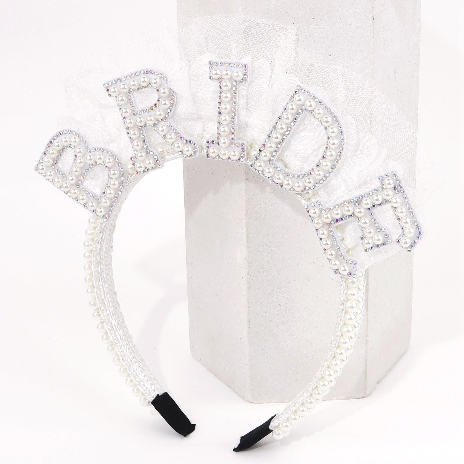 Wecoe White Pearl Bride Headband Bridal Shower Camp Bachelorette Party Decorations Party Favors Engagement Bachelor Party Bridal Headpiece Wedding Hair Accessories Gifts