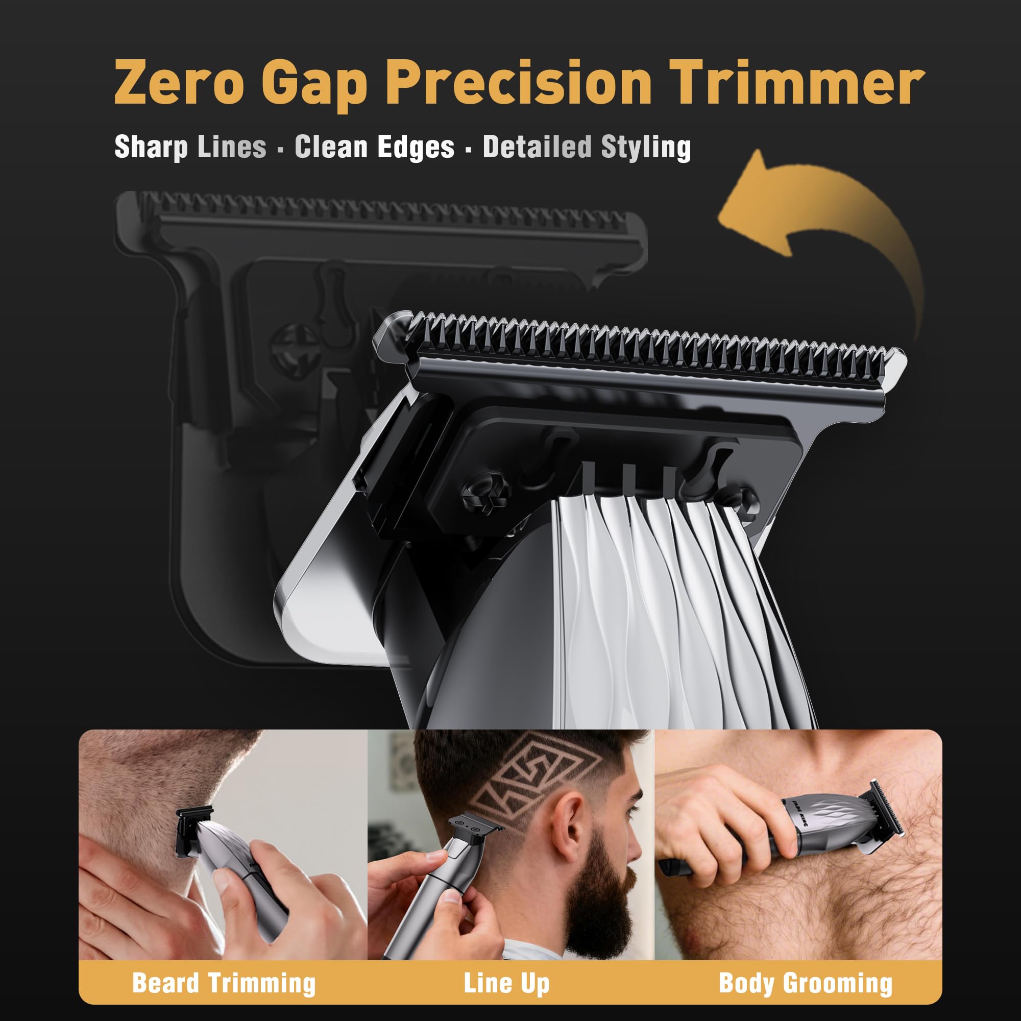 FADEKING® Professional Hair Clipper and Beard Trimmer Kit for Men, Cordless Hair Cutting & Grooming Set with Zero Gap T-Blade Trimmer, Barber Hair Trimmer for Home Use, Mens Grooming Gift for Men