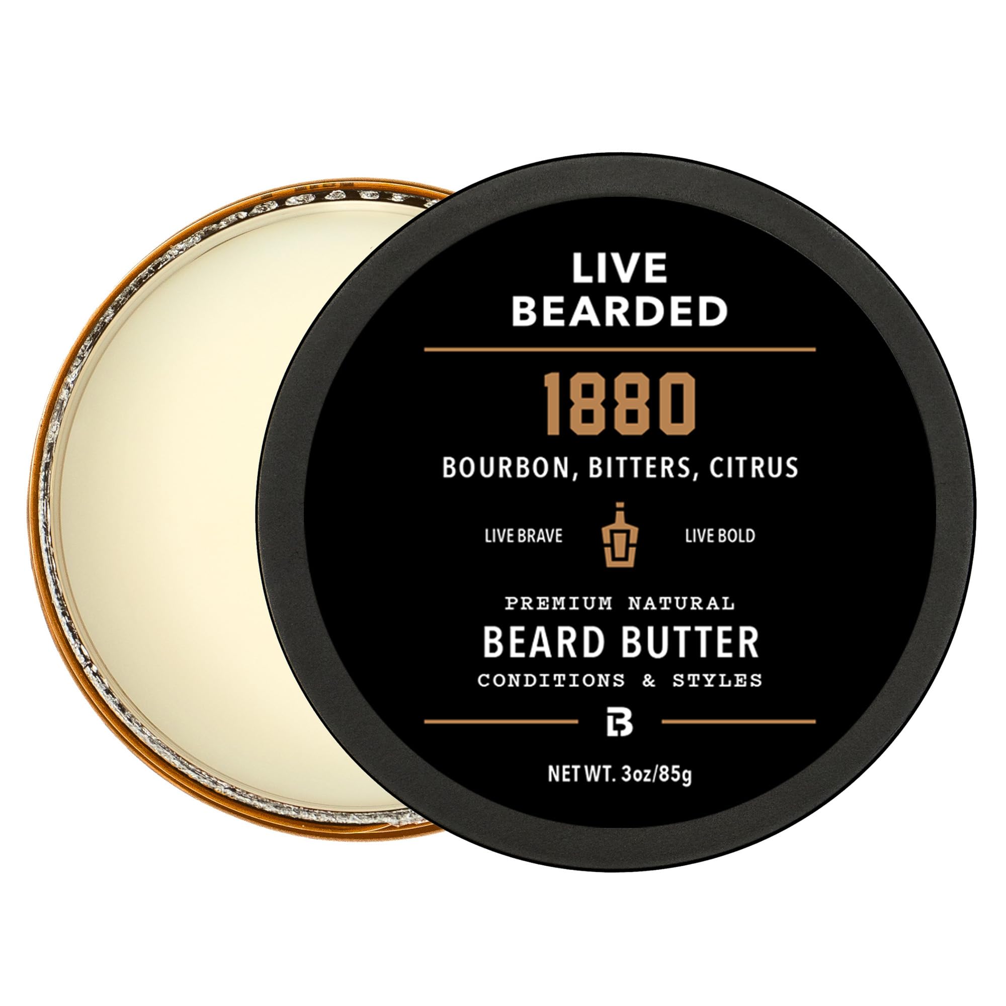 Live Bearded Beard Butter, 3 fl oz - Made in the USA - All-Natural Leave-in Conditioner and Softener with Shea | Canyon Scent - Juniper, Cypress, Fir Needle