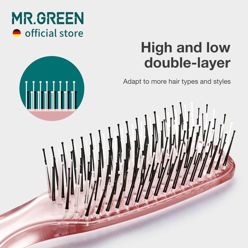 MR.GREEN Hair Brush Crystal Scalp Massage Combs Volumizing Hair Styling Fine Tooth Detangling Tool For Long Wet Dry Hair Women Gift (Pink, Large)