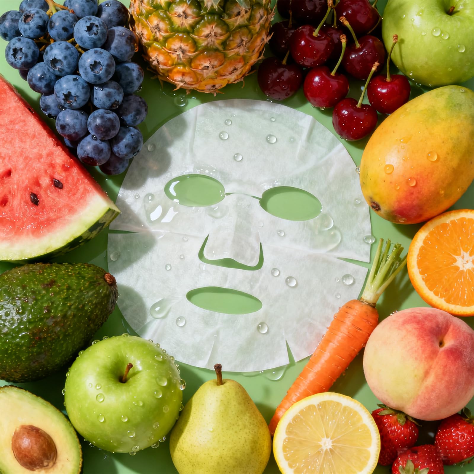 14 PCS Fruit Face Masks Skincare,Sheet Facial Mask Skincare Gifts Set,Plant and fruit mask, Kids Face Mask Spa Day Kit Supplies,Soothe Face Mask for Spa Party，Moisturizing, Brightening, Soothing