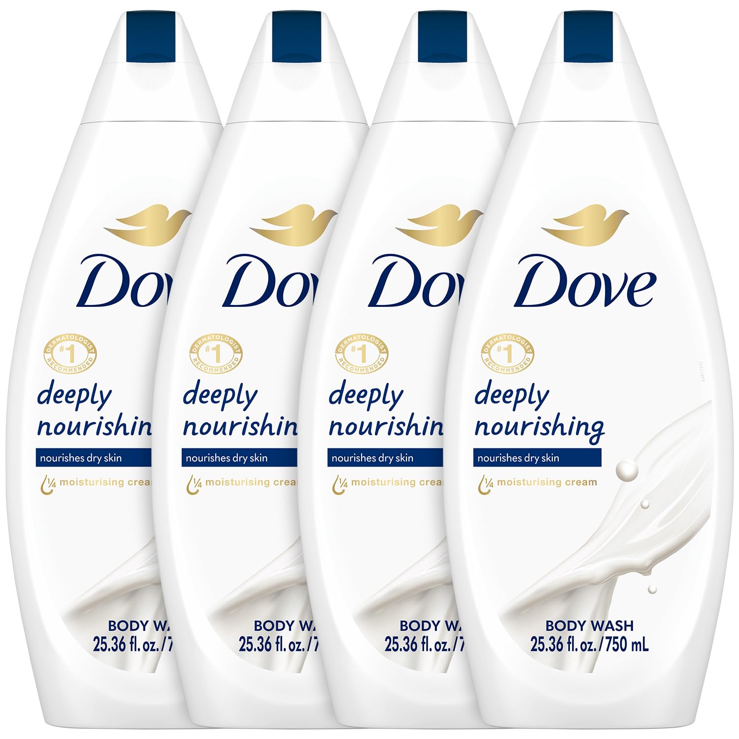 Dove Body Wash 4-Pack – Deeply Nourishing for Softer, Smoother Skin, 25.36 Fl Oz Ea