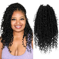 Boho Crochet Passion Twist Hair Pre looped, 12 Inch Goddess Passion Twist Crochet Hair with Curly Ends 8 Packs Natural Black Pre-twisted Bohemian Crochet Braids (8 PCS/88 STRANDS, 1B)