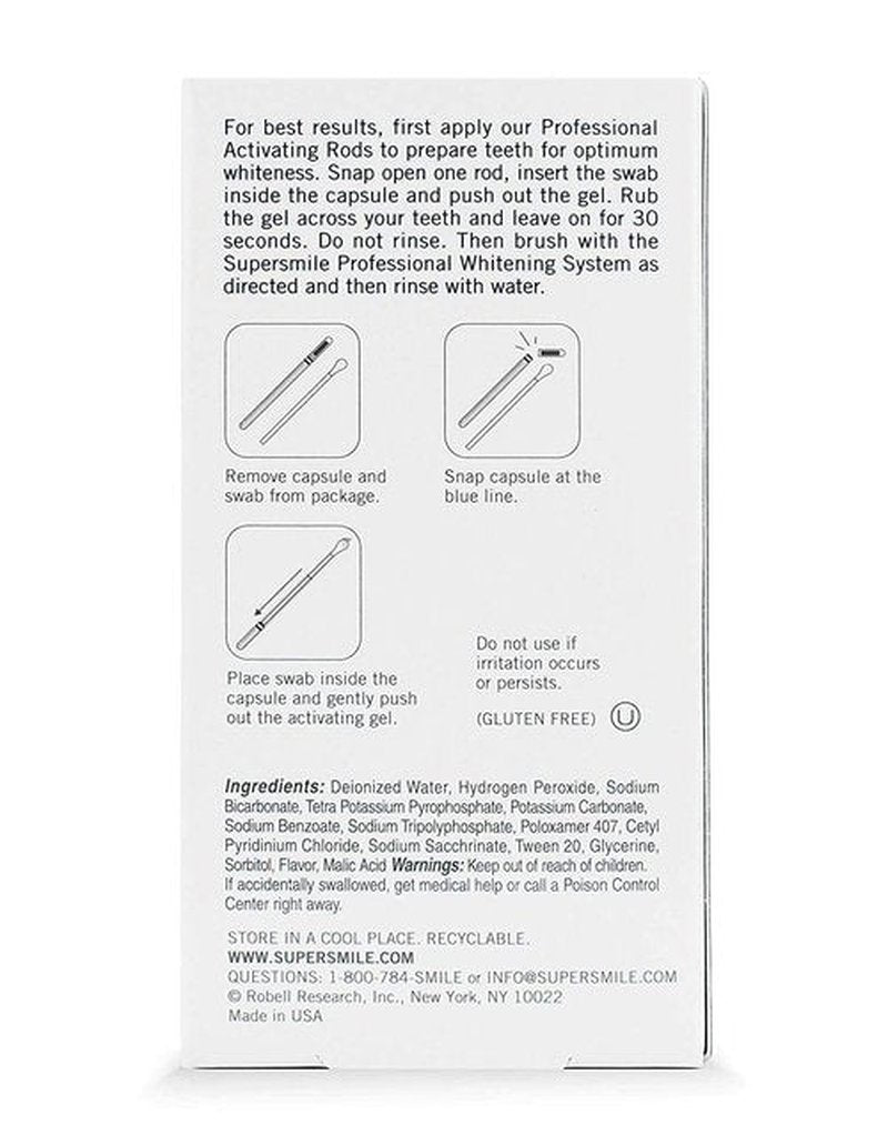 Supersmile Professional Activating Rods - Enhance Your Smile with Whitening Power | 10 Count