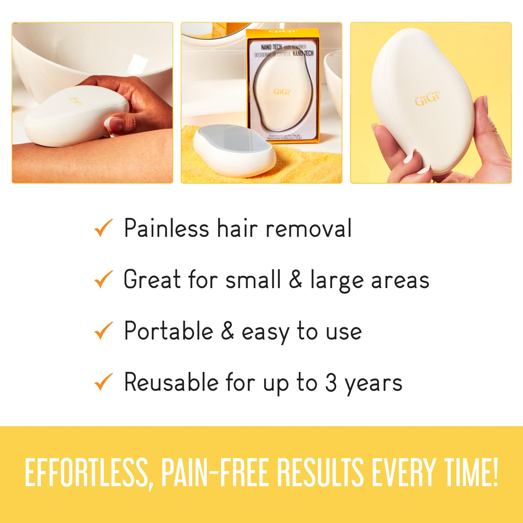 GIGI Nano Tech Crystal Hair Remover for Women – Painless Reusable Hair Removal Device for Legs, Arms & Bikini, Exfoliating Hair Eraser for Smooth Skin