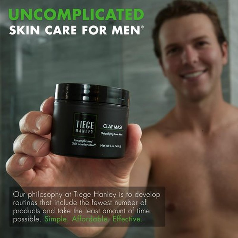 Tiege Hanley Detoxifying Facial Clay Mask for Men, Deep Pore Cleansing Charcoal Face Mask With Natural Kaolin Clay and Aloe, Absorbs Oil & Reduces Appearance of Pores, Men’s Skin Care, 2 Oz