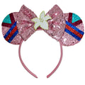 Viwind Bow Ear Headbands for Women, Glittrt Princess Mulan Mouse Ear Headbands for Adult