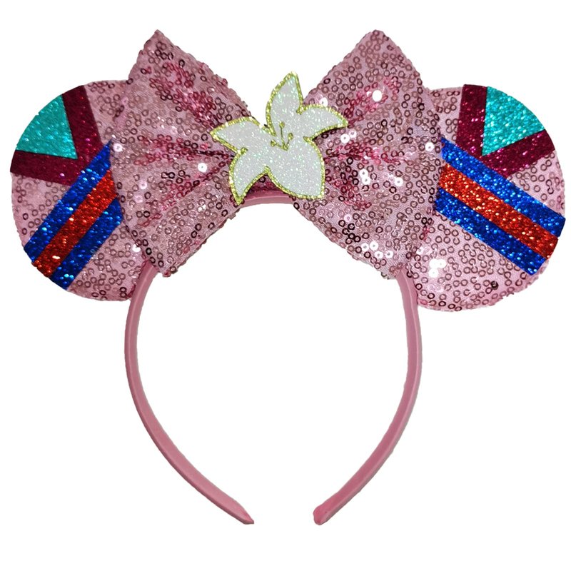 Viwind Bow Ear Headbands for Women, Glittrt Princess Mulan Mouse Ear Headbands for Adult