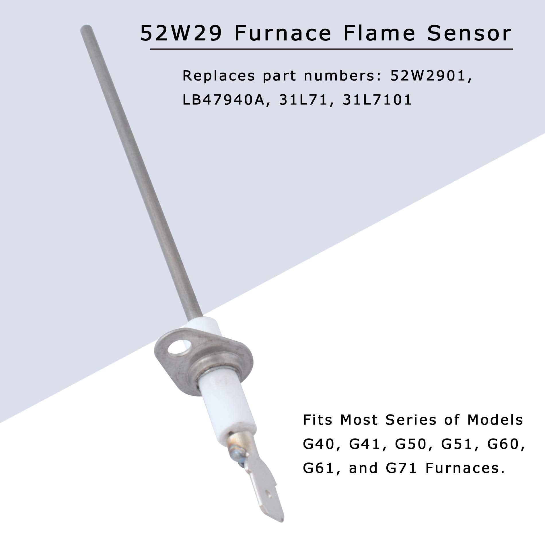 52W29 Furnace Flame Sensor Compatible with Lennox, Armstrong, Ducane Furnaces Replaces 52W2901 LB-74940A 31L71 - Fits for G40 G41 G50 G51 G60 G61 G71 Pack of 2