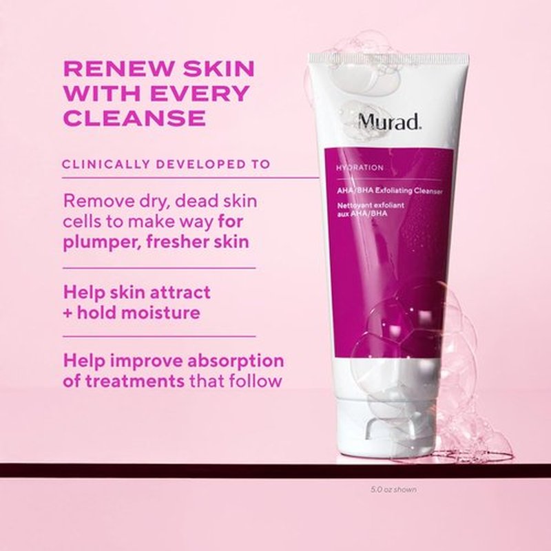 Murad AHA/BHA Exfoliating Cleanser - Triple-Action Face Wash with Salicylic, Lactic & Glycolic Acids - Smooths & Revitalizes Skin