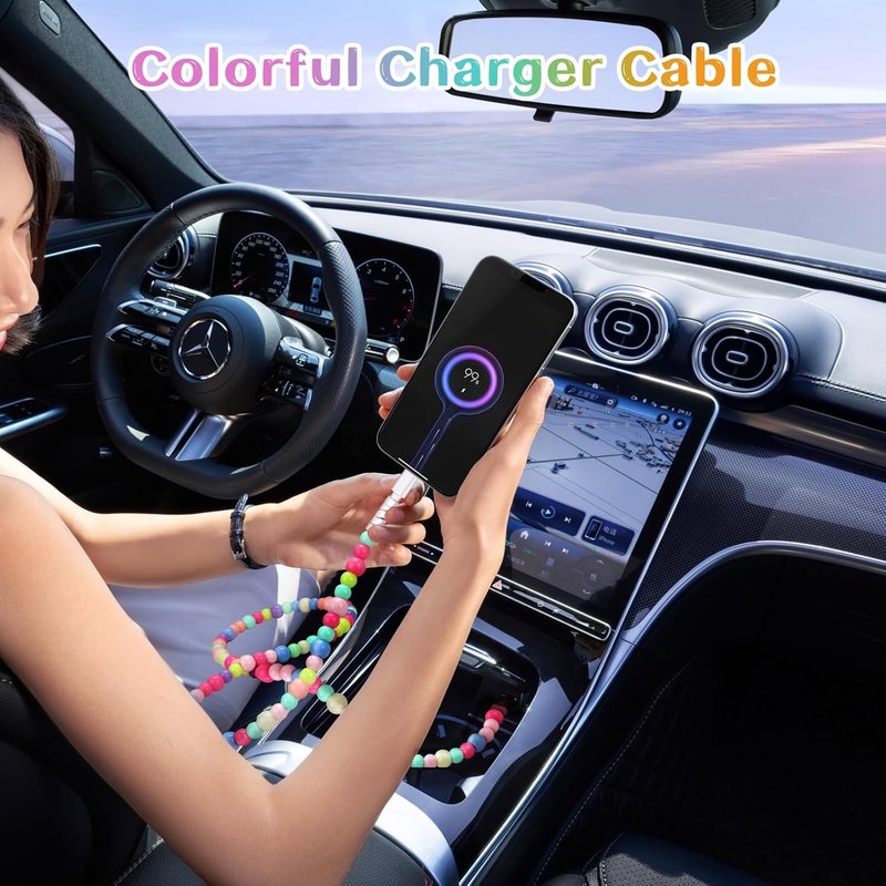 Aolcev USB C Cable - 66W Fast Charging Cord | 3.3FT Cute Beaded Design for iPhone & Galaxy Devices