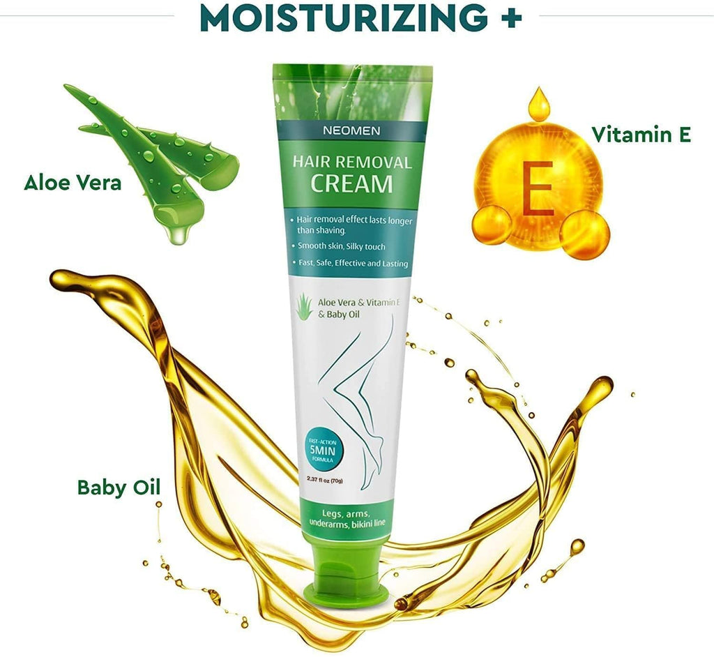 Hair Removal Cream for Men & Women: Painless Depilatory for Sensitive Skin & Intimate Areas, Moisturizing with Aloe Vera & Vitamin E, Safe for Face, Underarms, Bikini, Arms (3.7 Fl Oz (Pack of 3))