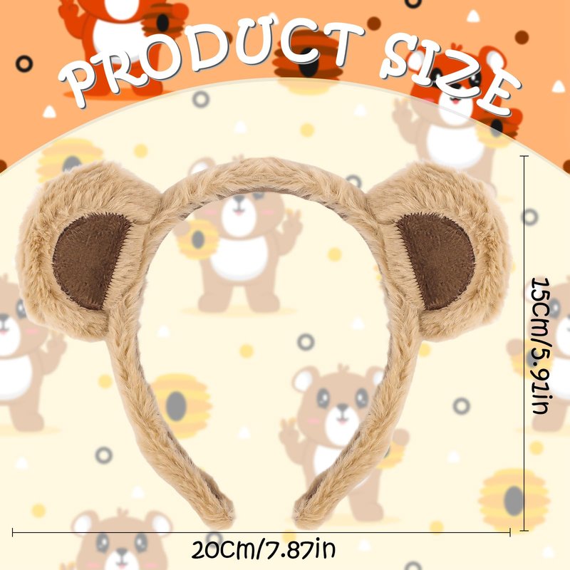 Vovii Bear Ears Headband for Women, Furry Animal Ears Headbands Hair Accessories for Adult Halloween Cosplay Costume（Brown