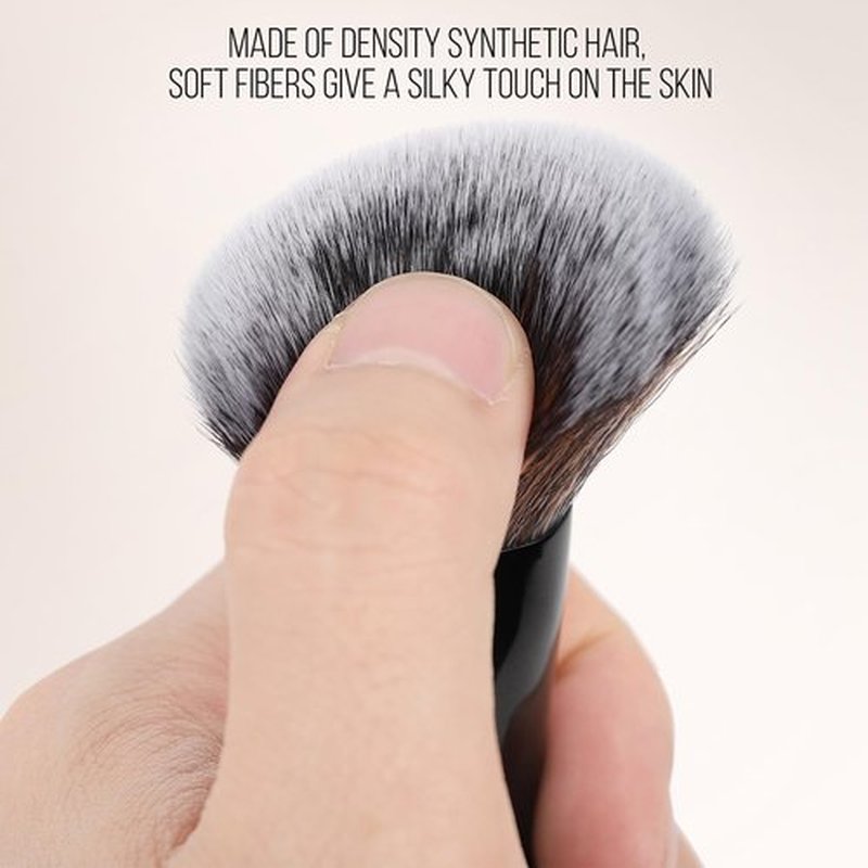 KINGMAS Foundation & Bronzer Duo Brush - Dual-Ended Angled & Round Top Makeup Brush for Flawless Blending (Black)