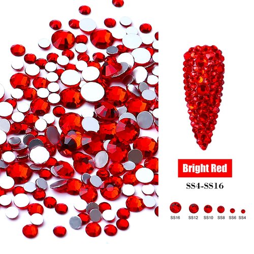 JERCLITY 3000pcs Emerald Green Rhinestones for Nails Red Rhinestones for Nails Flat Back Gems Round Crystal 6 Sizes (1.5-4mm) with Picking Pen for Crafts Clothes Shoes Jewelry