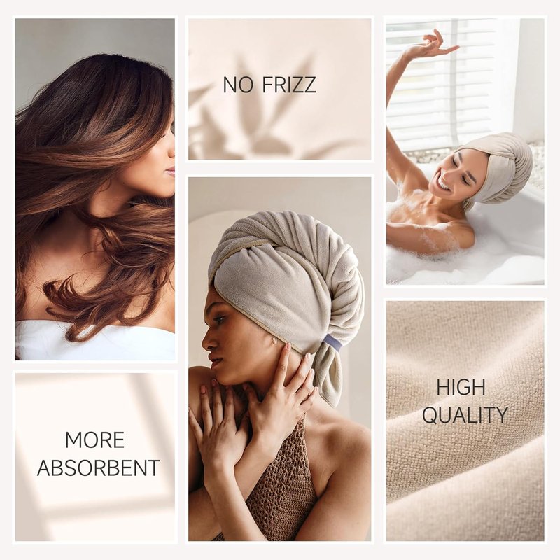 Umisleep Microfiber Hair Towel - Super Absorbent Wrap for Long Curly Hair | 41" x 22" - Camel Color