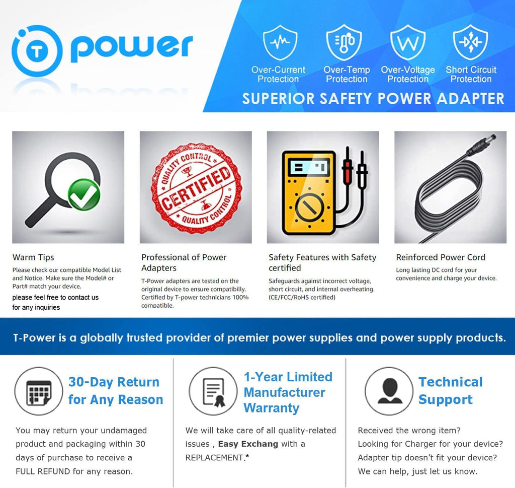 T POWER 33.6V Ac DC Adapter for Unagi Model One Classic E350 E500 Scooter SLLEA-J11614752807S YB75W3360200W2 Class 2 Power Supply Battery Charger