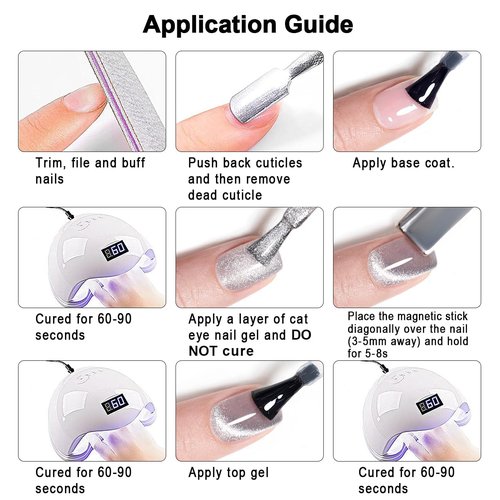 REDHSHUI Cat Eye Gel Nail Polish Set 6 Pcs Magnetic Sparkle Diamond Glitter Nude Pink Light Purple Red Silver Sheer Pink Velvet Ice Jelly Gel Polish with Magnet Stick UV LED Curing Requires Soak Off