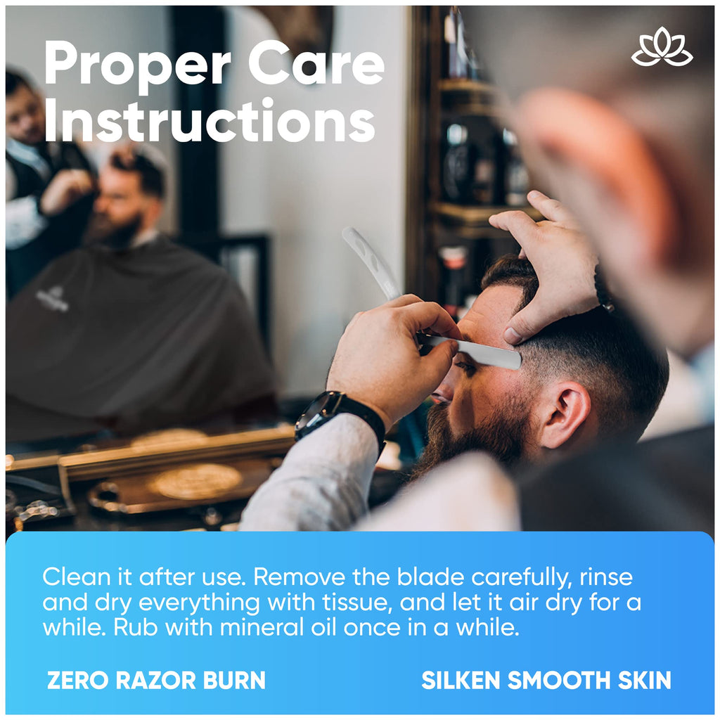 Equinox Straight Edge Razor - Includes 100 Single Derby Blades - Professional Manual Shaver - Stainless Straight Razor Steel - Ideal for Close Shaving - Stainless Straight Razor