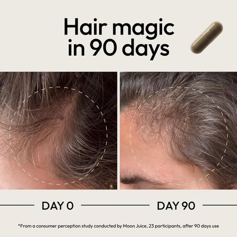 Moon Juice SuperHair Hair Growth Vitamins - Biotin & Saw Palmetto Formula for Thicker Hair | 120 Capsules