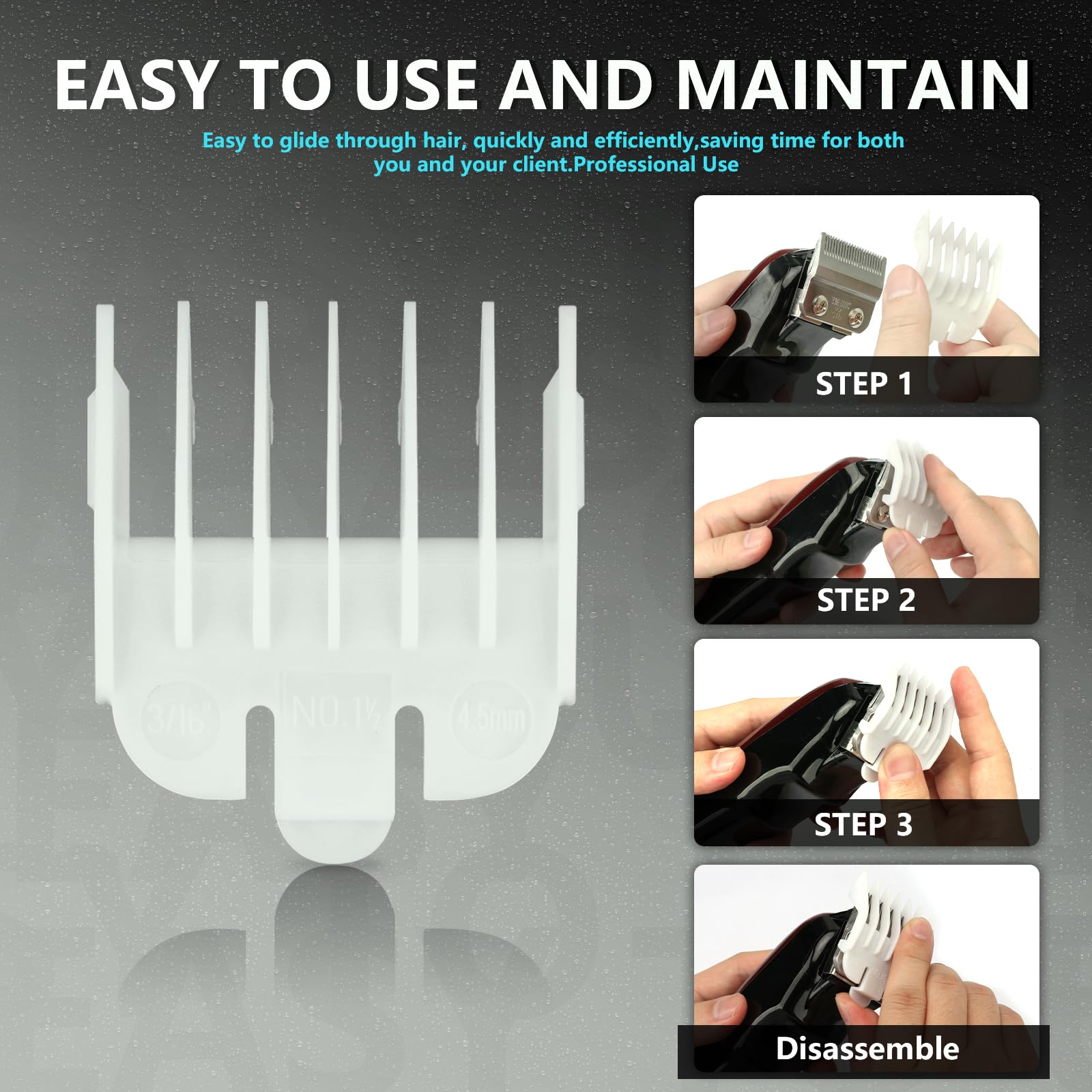 3/16" Replacement for Wahl Attachment Clipper Guide Replacement Guard 4.5 mm #1.5#1-1/2 （2 pack）