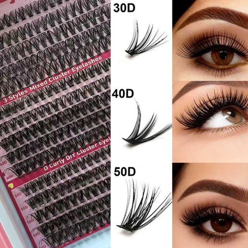 Natural False Eyelashes Cluster DIY Reusable, Lashes Clusters Kit with Bond, Seal&Tweezers | 300+ Eyelashes Cluster 10-16mm (30D&40D&50D) | At Home Lashes kit for Beginners, Valentine's Best Gift