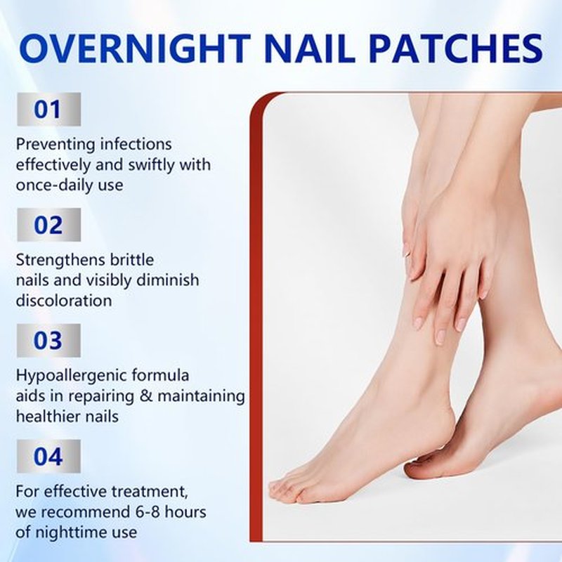 Nail Patches, 8-Hour Overnight Treatment, Fast-Acting Toenail Repair Patches, 21 Patch,for Damaged Nails Foot Nails Repair and Care,Strengthens Brittle Nail