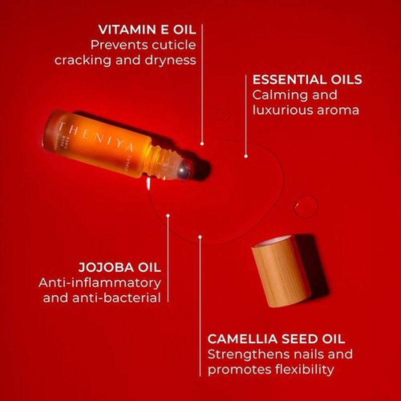 Regine Switzerland Cuticle Oil - Hydrating Vegan Formula with Jojoba & Vitamin E | 5mL Roll-On (Rose Fragrance)
