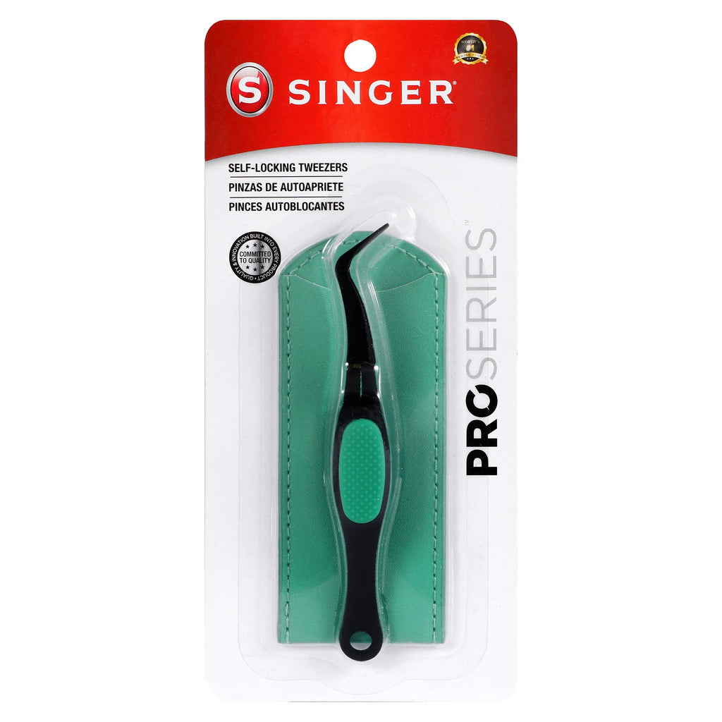 SINGER 50024 ProSeries Self-Locking Tweezer with Storage Sleeve, Pink