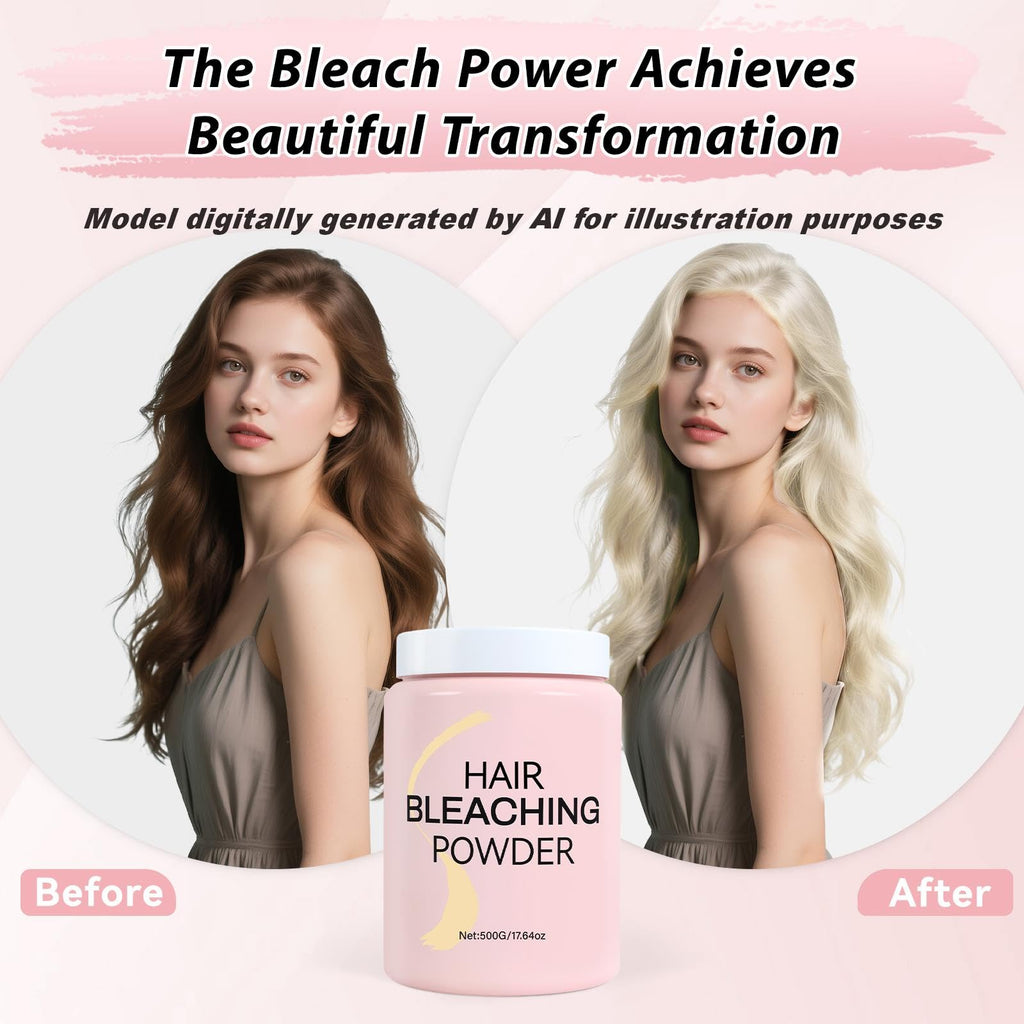 Hair Bleach Powder 500g/17.64 oz, Professional Lightening Bleach for Hair, Strong & Gentle Bleach Powder for Hair, Lift Up to 8 Levels, Perfect for DIY Blonde Highlights & Lightening (500g/17.64 oz)