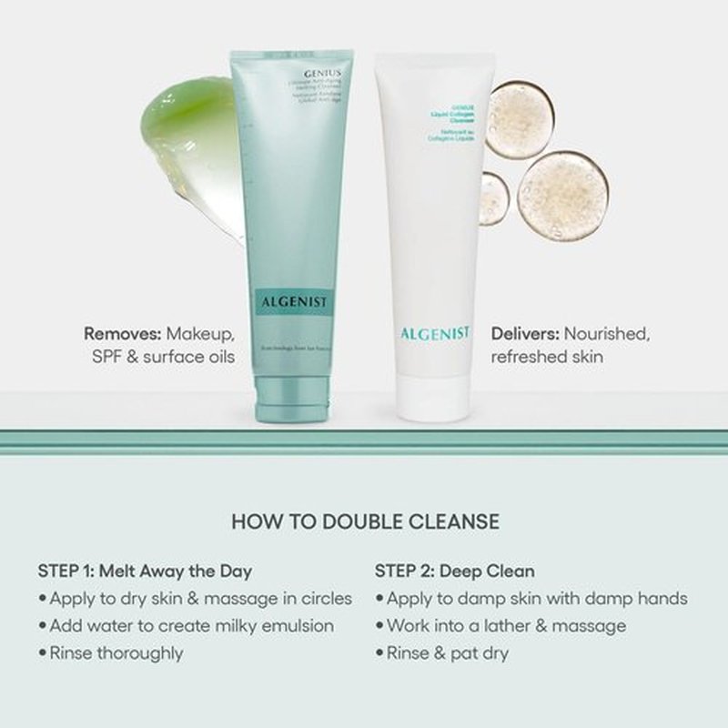 Algenist GENIUS Liquid Collagen Foaming Facial Cleanser - Hydrating Face Wash & Makeup Remover with Alguronic Acid and Microalgae Oil to Nourish & Restore Skin's Radiance (5 oz)
