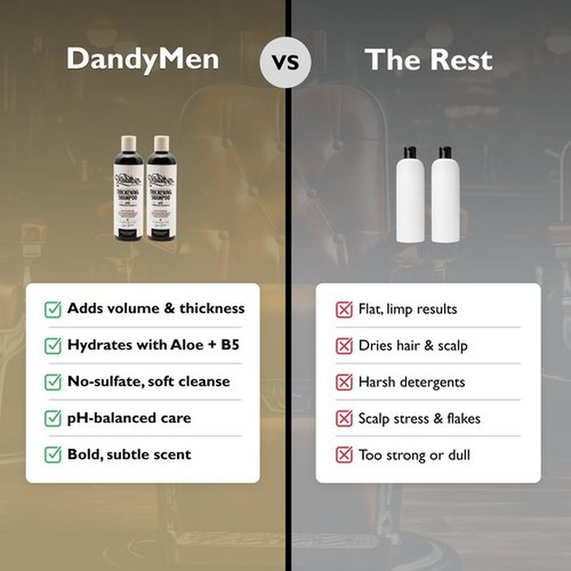 DandyMen Thickening Shampoo – Volumizing and Strengthening Formula with Aloe Vera & Pro-Vitamin B5 11.83 oz (2-pack, Tobacco Vanilla)