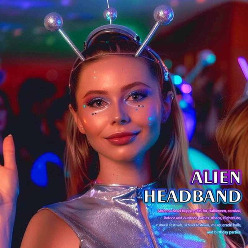 Sixexey Light Up Alien Headband LED Martian Hair Band Antenna Hair Accessories for Women (Green, One Size)