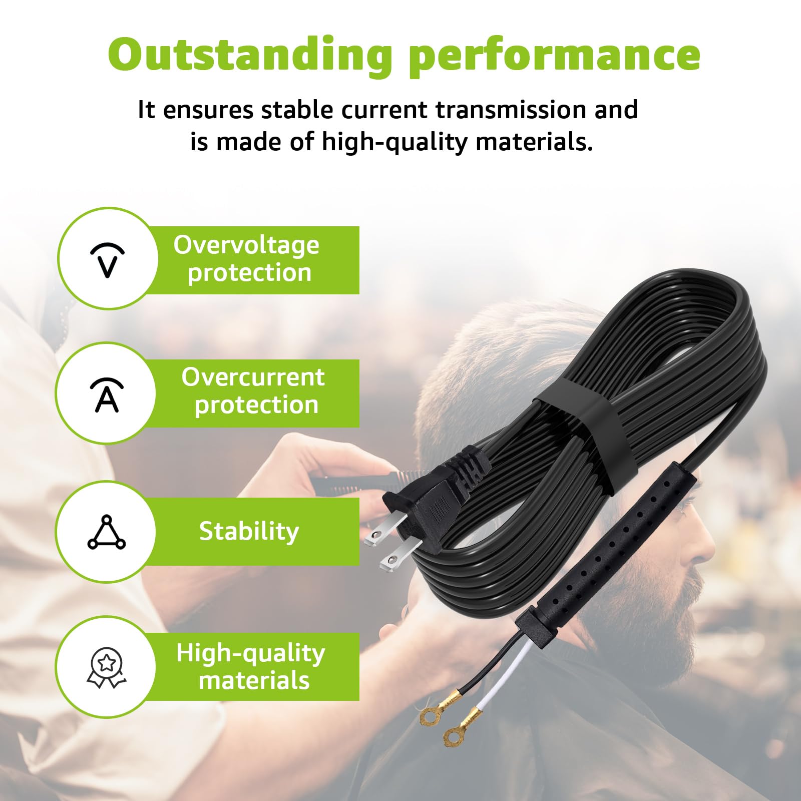 Replacement Hair Clippers Power Cord for Oster Classic 76 Clippers – Durable,Flexible Professional Hair Clippers Cord 8FT