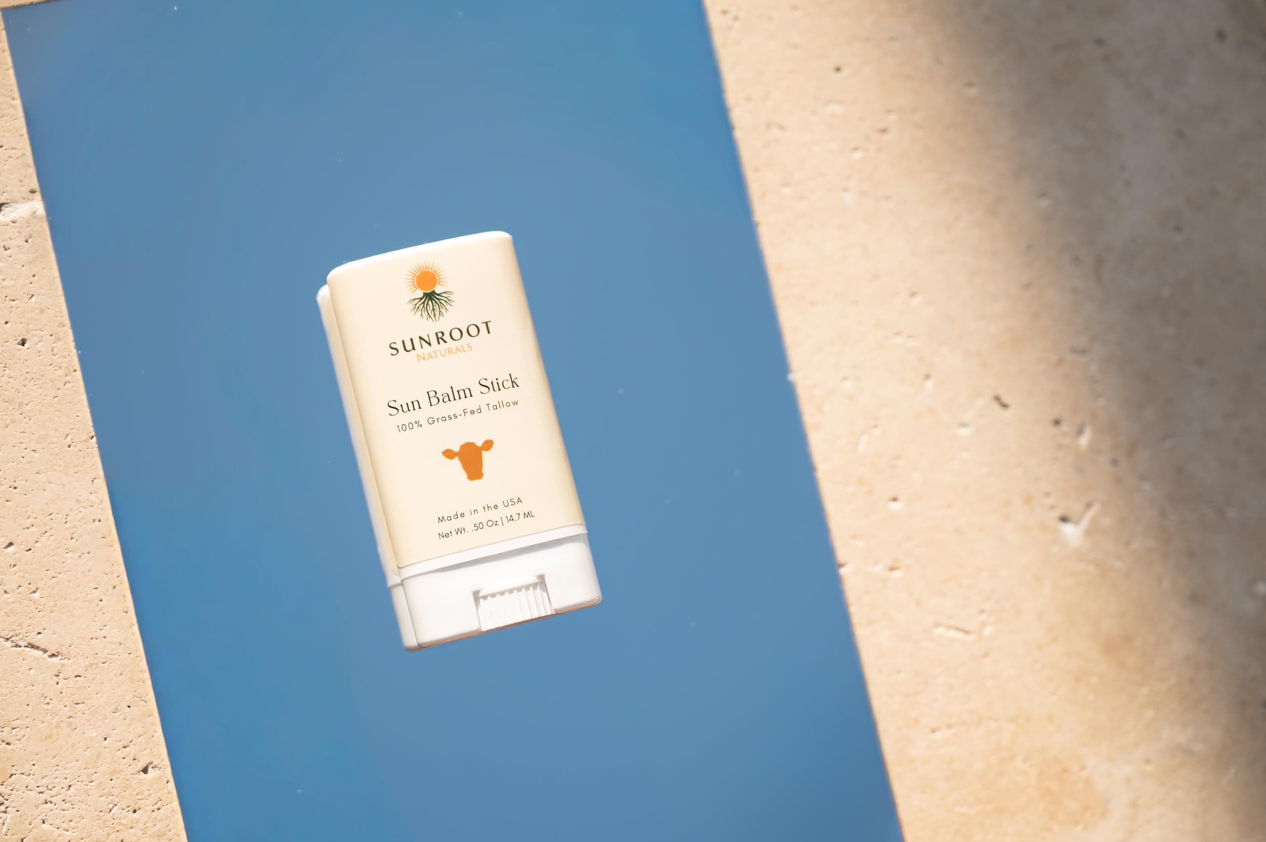 Sunroot Naturals 15% Zinc Sun Stick, .5 oz | Mineral Sun Stick Face & Body Balm | Non-Nano Zinc Oxide Formula | Travel Size Great for Outdoor Use | Reef Friendly, Made in USA