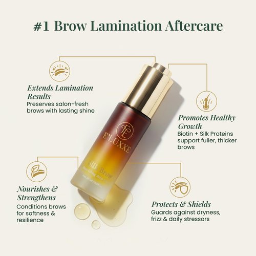 E'Luxxe SilkBrow Eyebrow Growth & Conditioning Elixir - Castor Oil for Eyebrows with Apricot Oil, Biotin & Silk Proteins - Brow Aftercare - Post-Lamination Care (15ml)